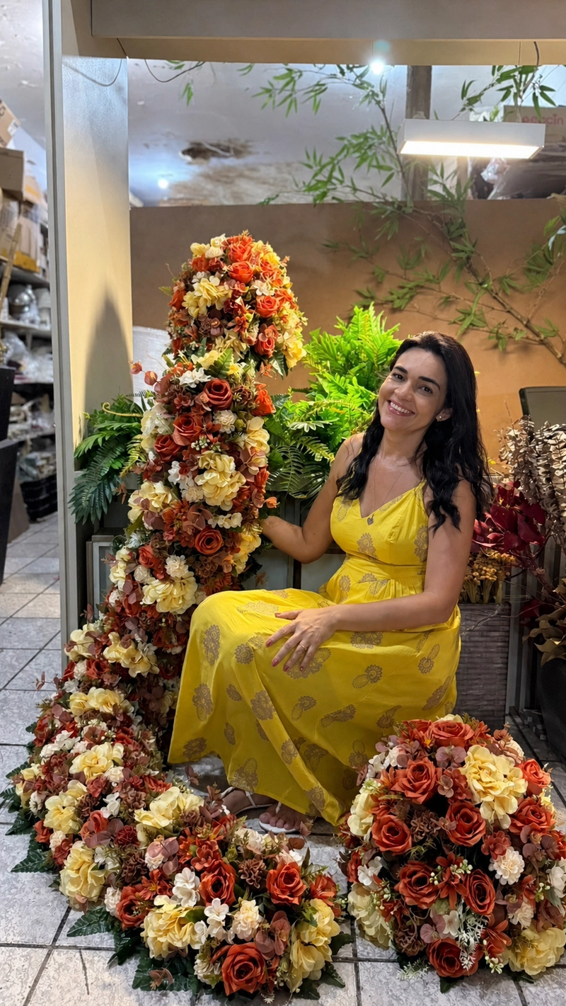 Macarrão Floral Laranja - [2 Metros]
